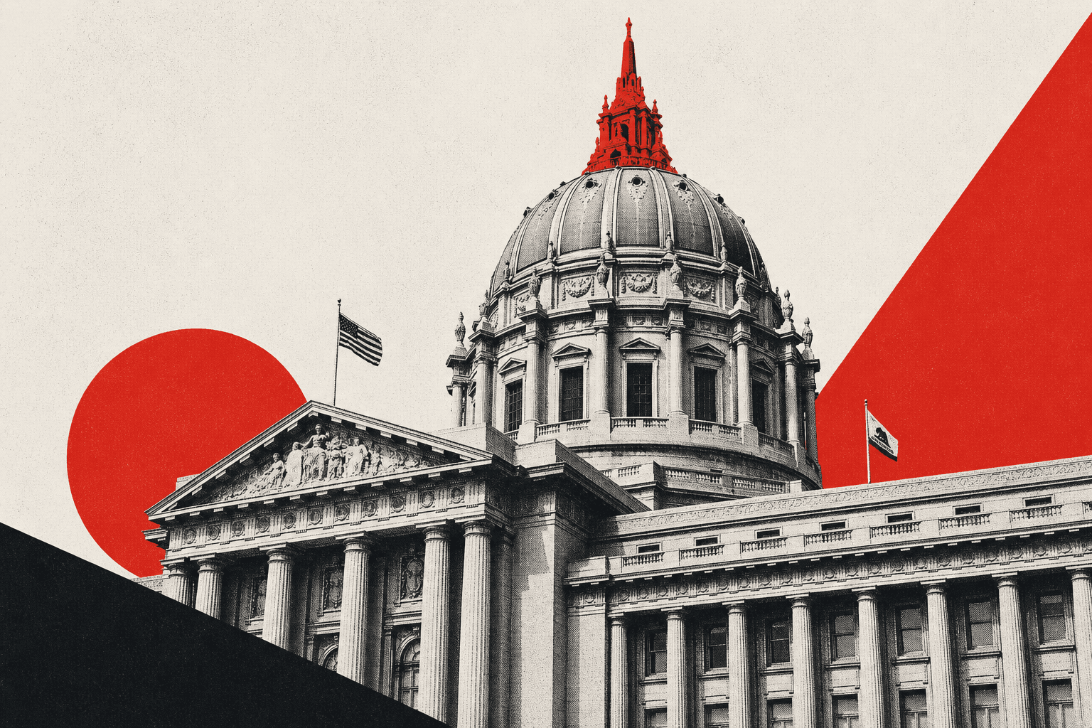 Editorial illustration of San Francisco City Hall